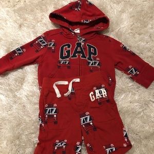 Gap fire truck hoodie and shorts outfit